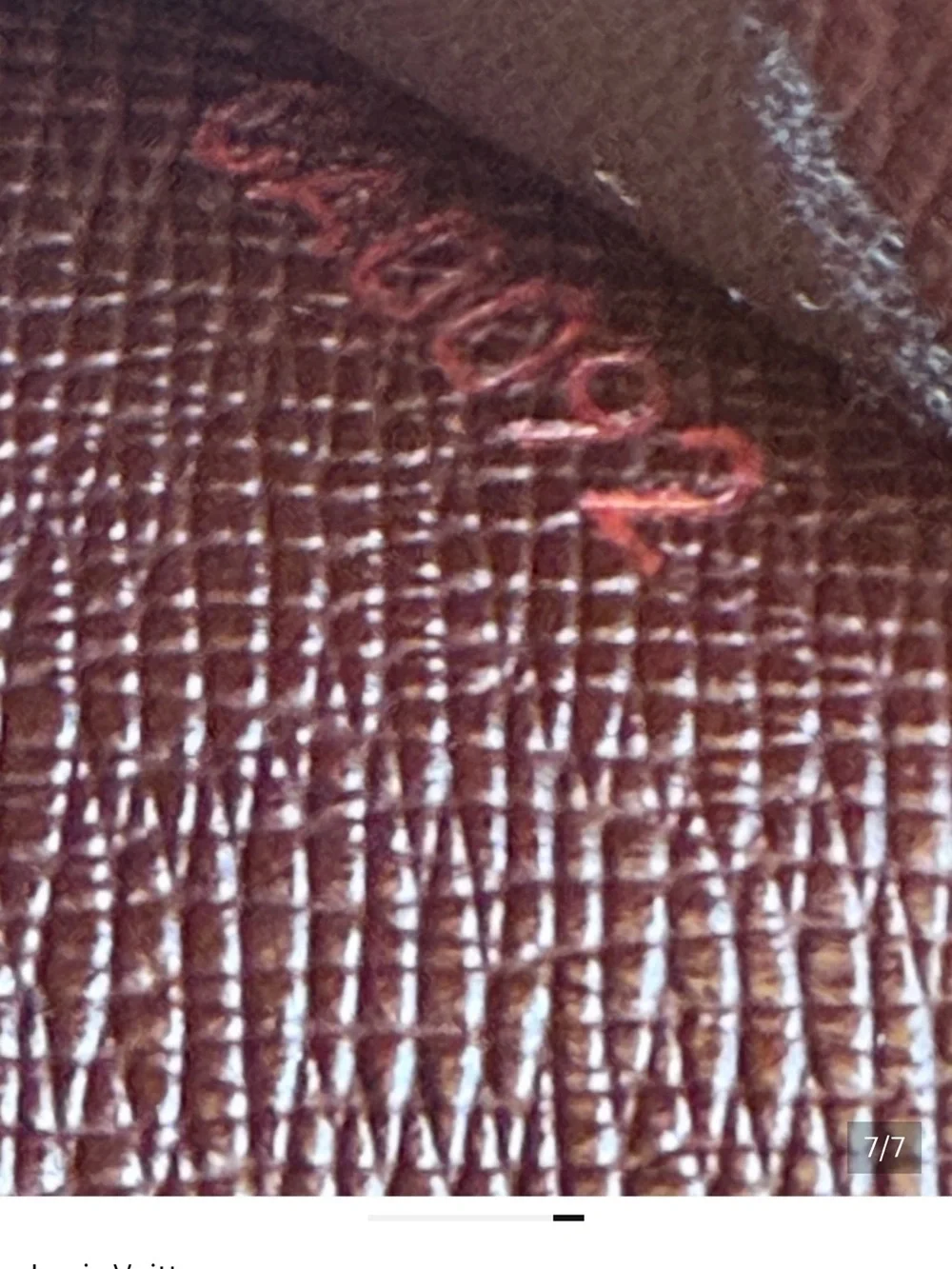 Louis Vuitton Brown Textured Leather Card Holder with Red Debossing - Picture 4 of 8